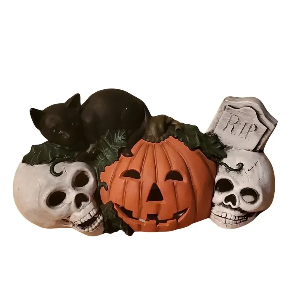 Pumpkin Skull Black Cat Halloween Lamp with Red Light 10